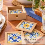 4 Posavasos con Caja