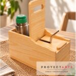 Matera con tapa para mate en madera de pino