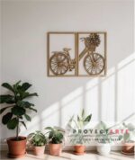 Cuadro díptico Bicicleta con canasto y flores