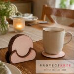 Posavasos con soporte en fibra de madera
