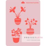 Stencil macetas de plantas en flor