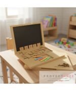 Notebook con pizarra, tizas y letras